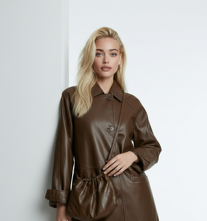 Women’s Premium Leather Jacket – Vintage Retro Belted Fit Ryan Raim