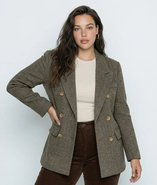 Woolen British Style Down Jacket