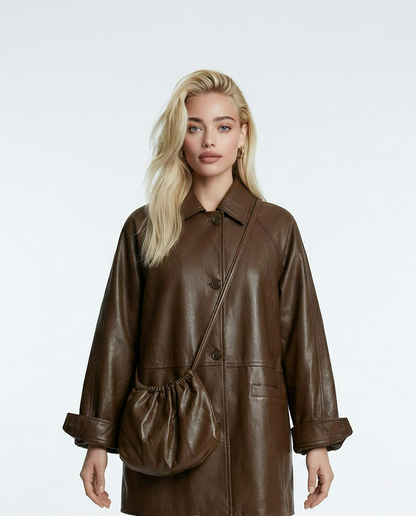 Women’s Premium Leather Jacket – Vintage Retro Belted Fit Ryan Raim